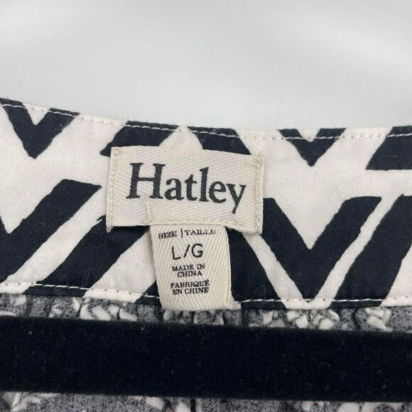Hatley Womens Tie Front Geometric Print 3/4 Sleeve Blouse Black White Size Large - Picture 4 of 9